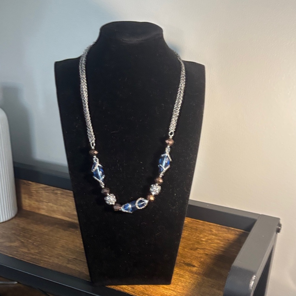 Elegant Silver and Blue Necklace